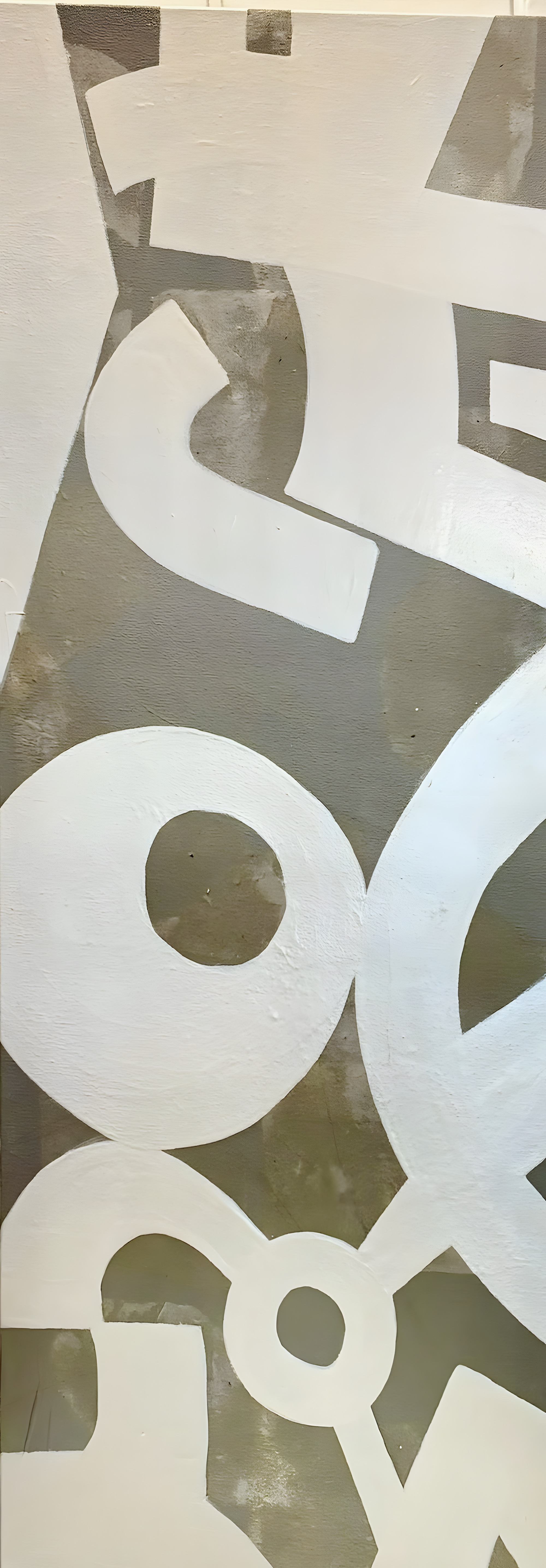 In Conversation. Acrylic and paper, 16 × 46 in.