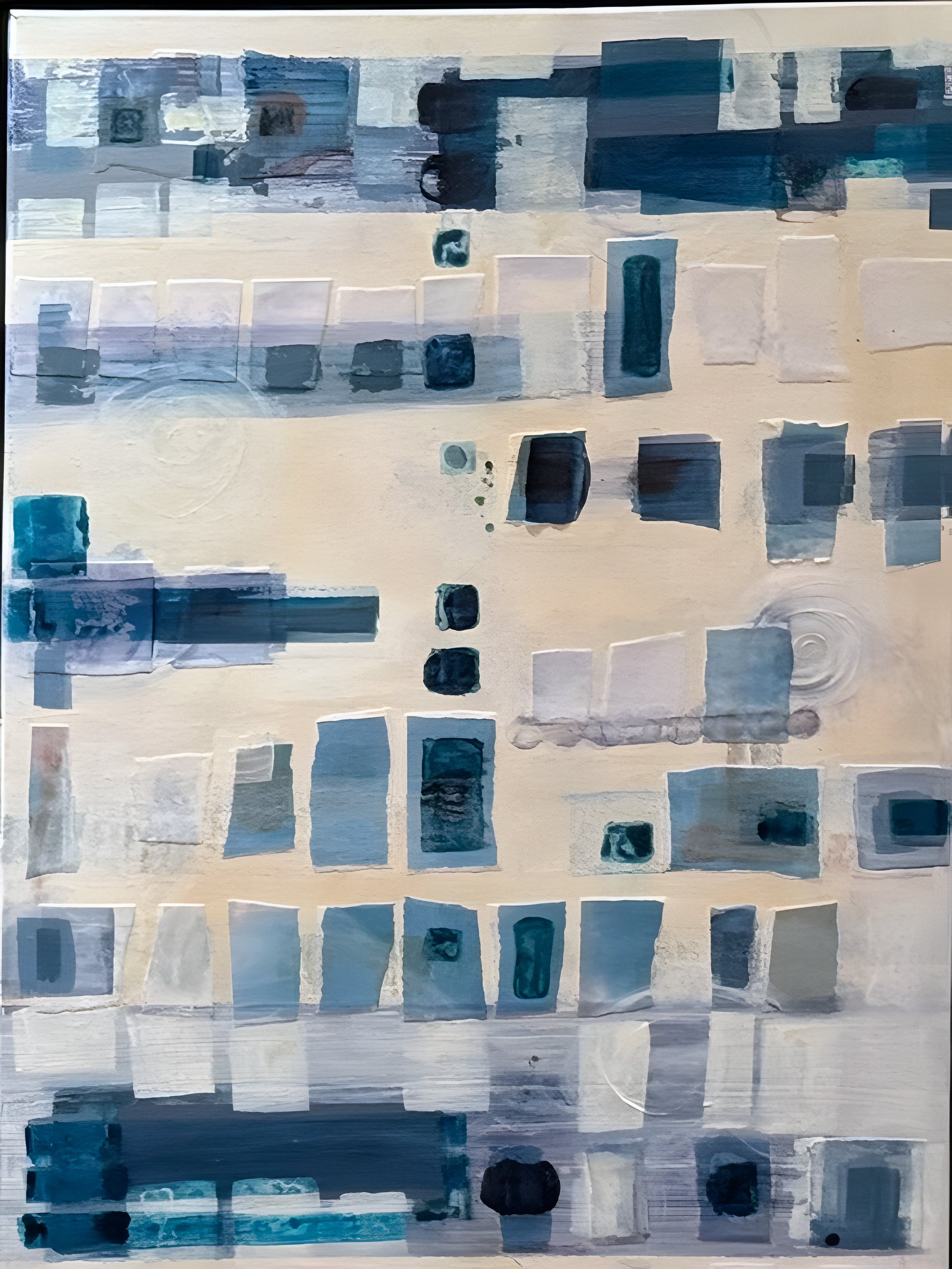 Indigo Color Swatches. Mixed media, 18 × 24 in.