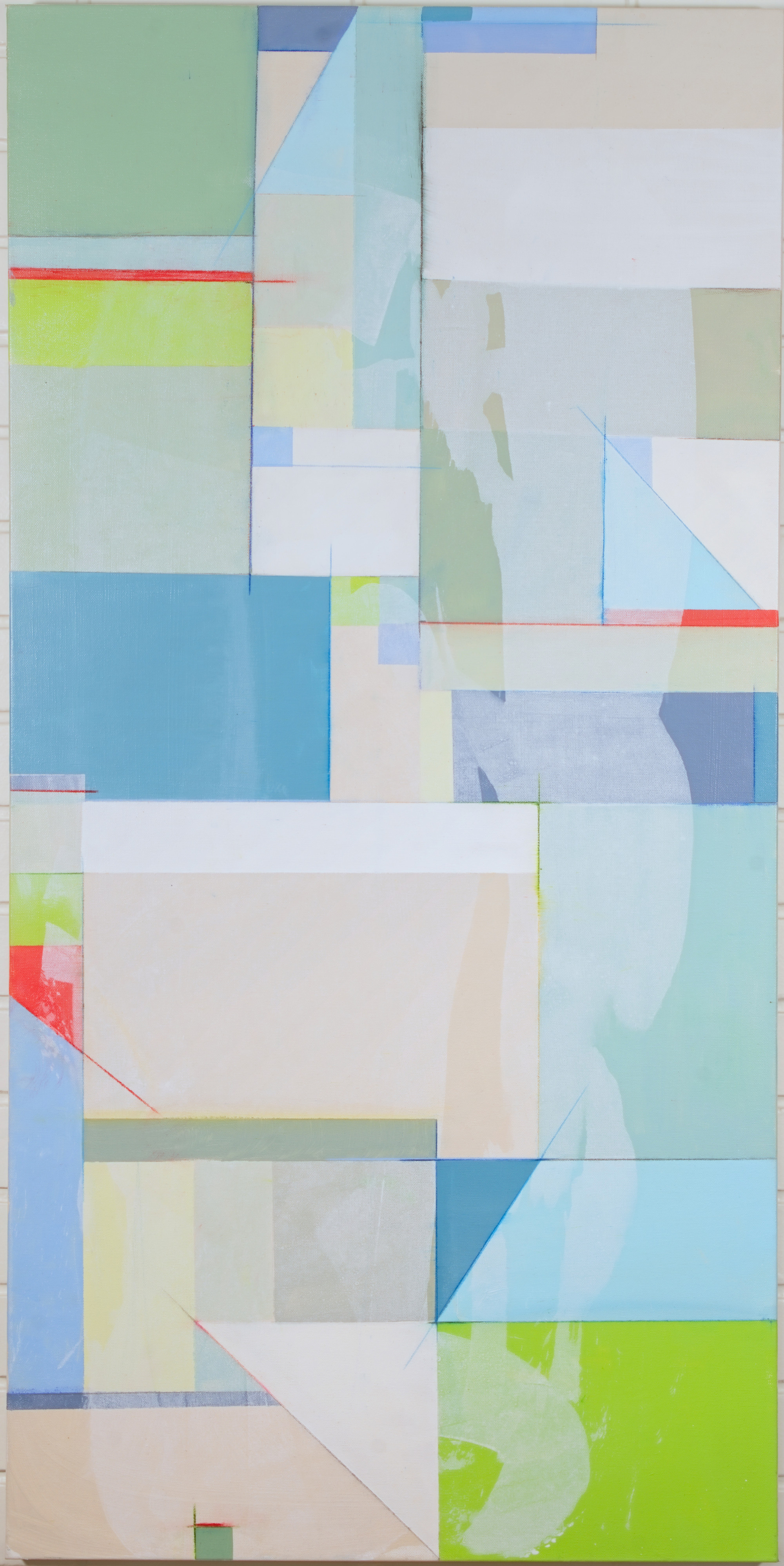 Tide Lines. Acrylic and pencil on canvas, 24 × 48 in.