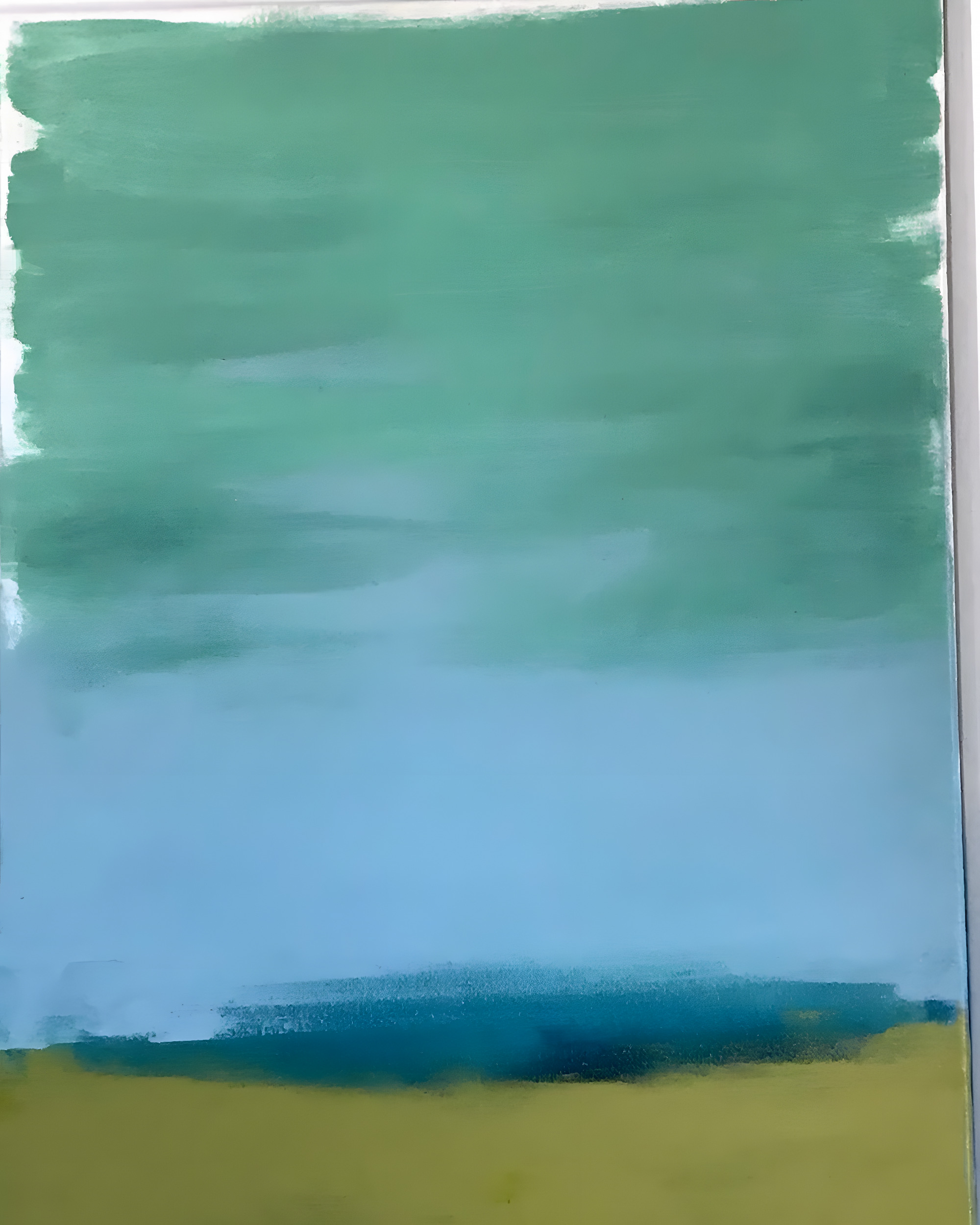 Turquoise Sea with Green. Acrylic on canvas, 16 × 20 in.